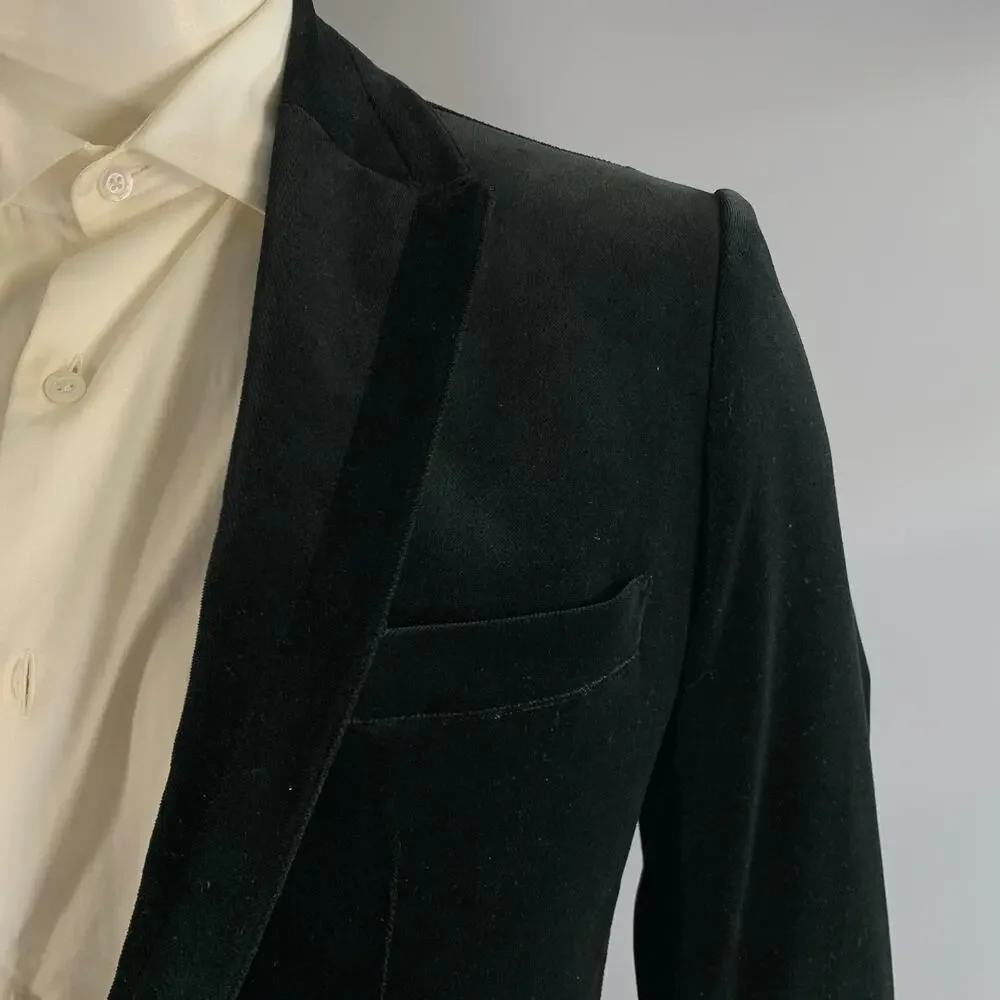 KIRYUYRIK Chest Size XXL Black Cotton Peak Lapel Sport Coat